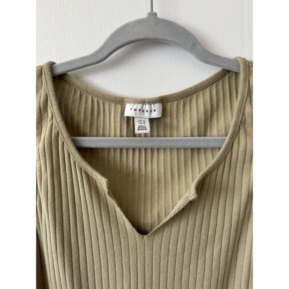 Top shelf Women’s Tan Sleeveless V Neck Cotton Cut Crop Top Size 10 - Picture 2 of 7